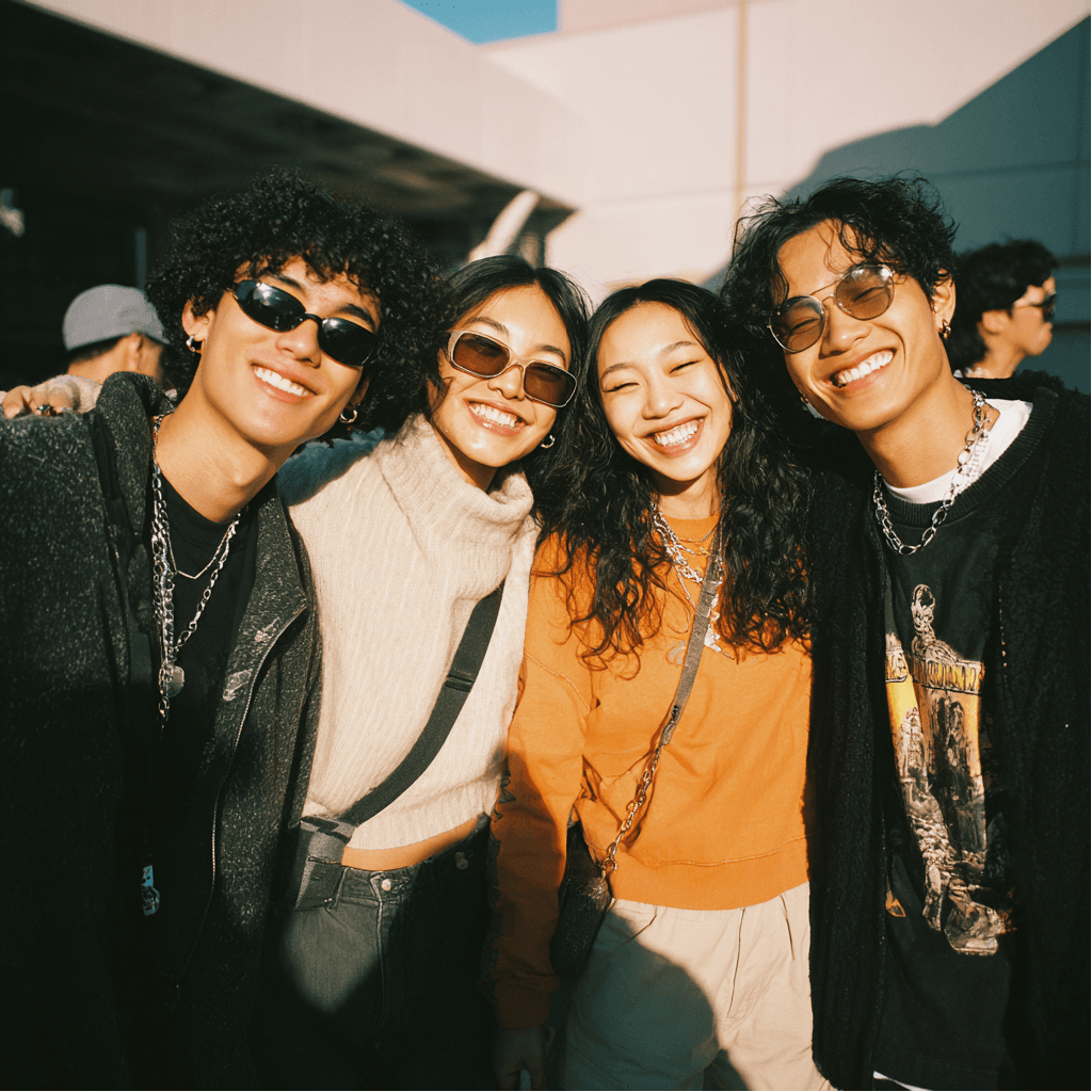 Group of young people smiling together